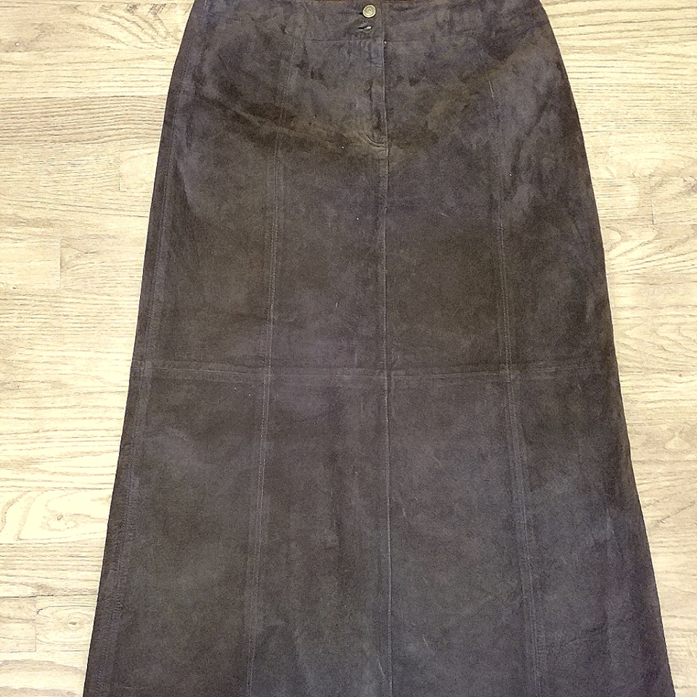 Lauren Ralph Lauren Suede Brown Midi Skirt